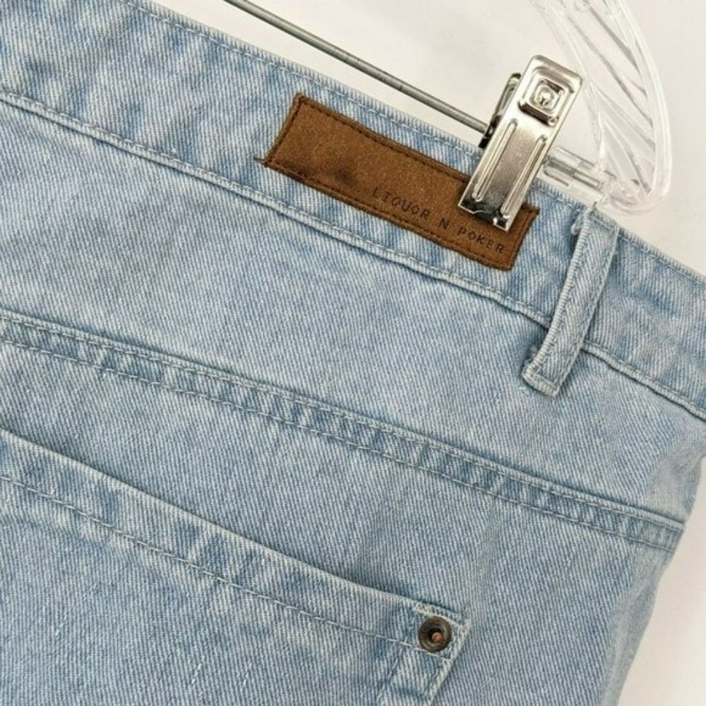 Liquor N Poker Curve 18 Light Wash Blue Distressed Jeans 100% Cotton Plus Size - Picture 10 of 13